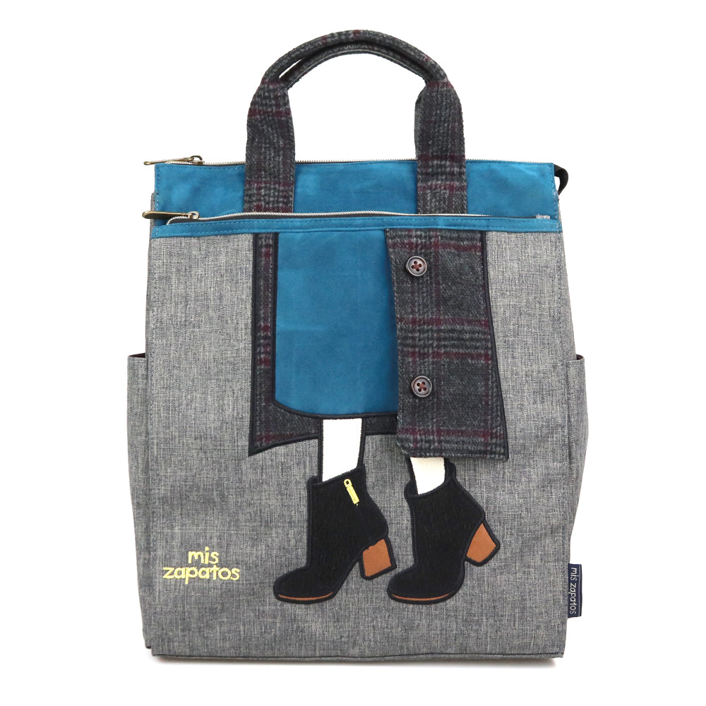Mis Zapatos Blue Backpack; Woman In Sneakers Graphic Design NWT Backpack Mis Zapatos K745 – Gabiani Design main image 3